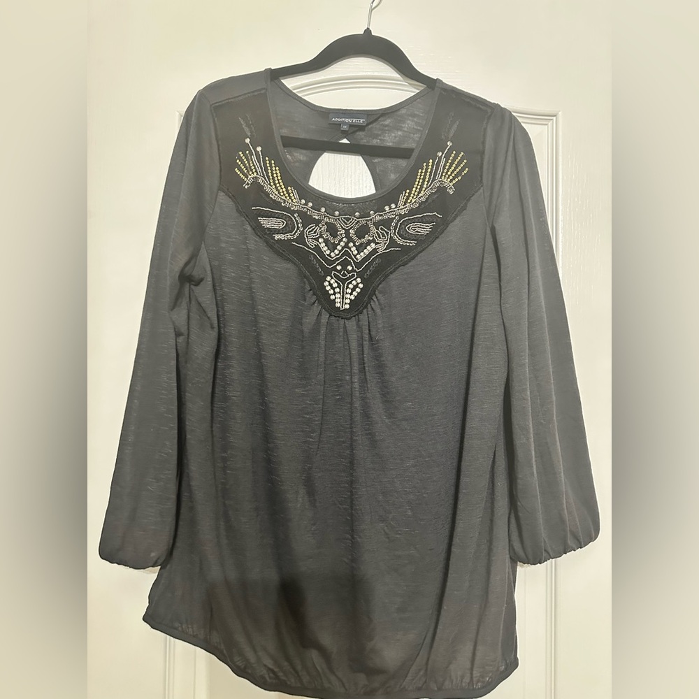 Addition Elle Charcoal Embellished Top